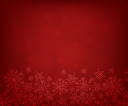 Christmas red background with snowflakes border