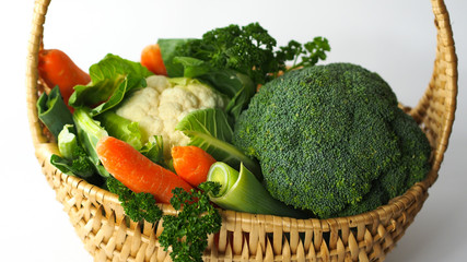 basket with different healthy vegetables