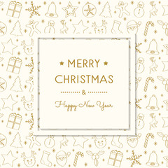 Christmas decoration with wishes and hand drawn elements. Vector.