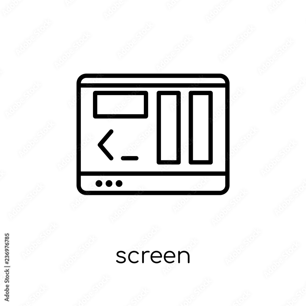 Wall mural screen icon. trendy modern flat linear vector screen icon on white background from thin line program