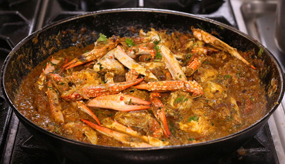 crab curry in a pan
