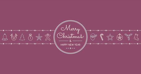 Concept of Christmas poster with decorations and greetings. Vector.