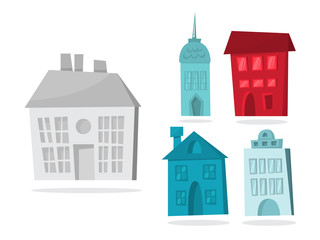 Paper christmas house set with cute building