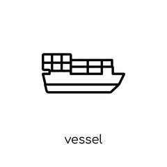 Vessel icon. Trendy modern flat linear vector Vessel icon on white background from thin line Nautical collection