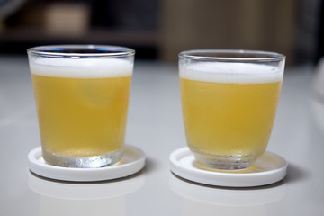 Tasty cold beer with froth