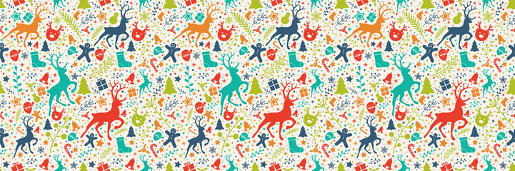 Christmas wallpaper with decorations - seamless texture. Vector.
