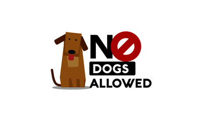 No Dogs Allowed Sign with Cute Cartoon Illustration