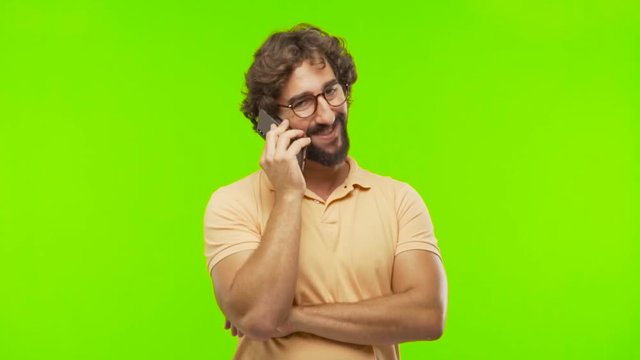 young cool man against chroma key background 