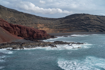 View of the gulf of El Golfo. Lanzarote. Canary Islands. Spain