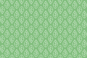Outline leaves pattern on green backdrop. Design for wallpaper, fabric, textile, wrapping. Simple background