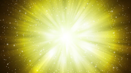 Gold sparkle rays lights with bokeh elegant radial abstract background. Dust sparks background. Motion illustration