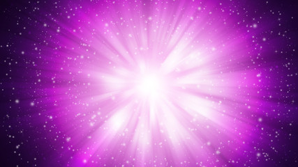 Purple sparkle rays lights with bokeh elegant abstract background. Dust sparks background.