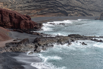 View of the gulf of El Golfo. Lanzarote. Canary Islands. Spain