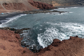 View of the gulf of El Golfo. Lanzarote. Canary Islands. Spain