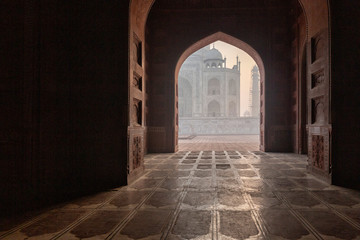 Taj Mahal indian palace. Islam architecture. Door to the mosque