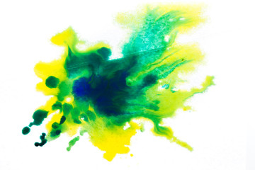 yellow green, blurry spot of watercolor paint. background