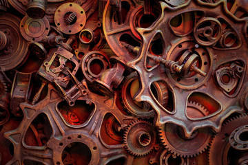 Steampunk texture, backgroung with mechanical parts, gear wheels