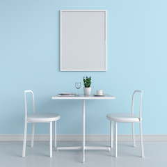Blank photo frame for mockup on wall, 3D rendering
