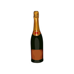 Vector bottle of champagne. Bottle icon on white background