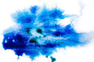 blue, blurry spot of watercolor paint. background