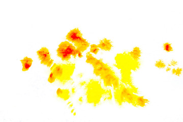 yellow orange, blurry spot of watercolor paint. background