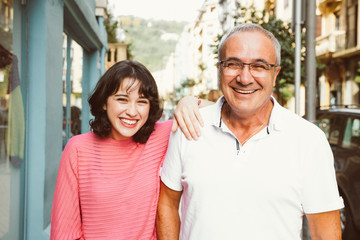 Father and daughter laughing together