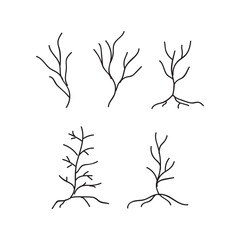 Obraz premium Old dark trees. Dead forest trees icons. Silhouette dead tree vector illustration