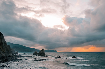 breathtaking sunset in Gaztelugatxe. Basque Country, Spain.