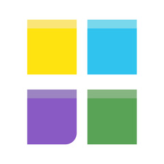 Attached sticky note paper. Colored announcement sticker vector