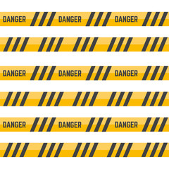 Yellow caution tape or warning tape. Stripe tape danger police line