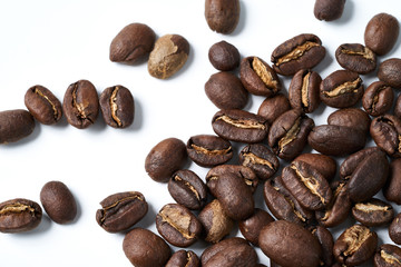 Coffee Beans With White Background   