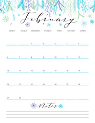 February flower calendar.