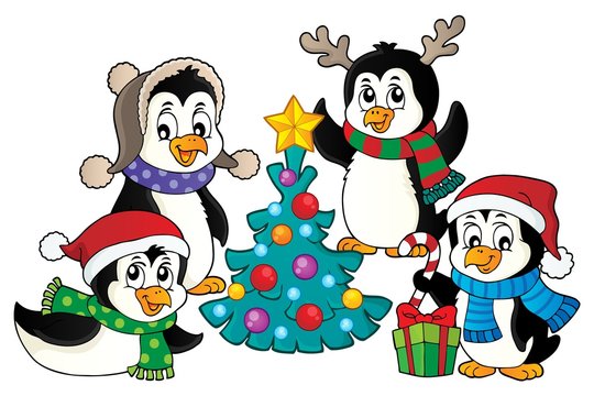 Christmas penguins thematic image 4