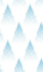 Winter Seamless Pattern with Fir Trees and Pines in Snow. Coniferous Forest. Christmas Decoration.
