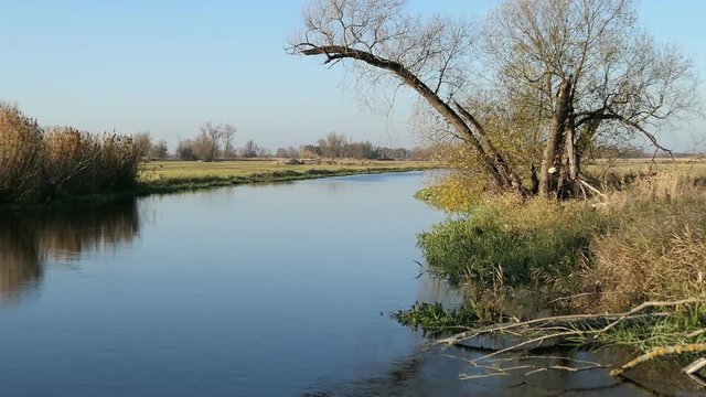 Havel river during autumn time. Landscape of Havelland