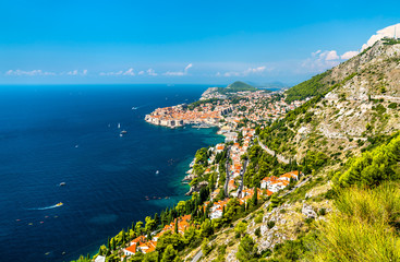 Fototapeta na wymiar Aerial view of Dubrovnik with the Adriatic Sea in Croatia