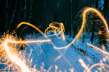 Sparkler in forest