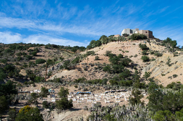 Sweet honey production in Morocco, blended in landscape.
