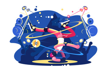 Breakdancer dancing on stage flat poster
