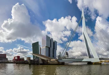Wandaufkleber Erasmusbrücke und Rotterdamer Stadtbild - Niederlande © Nikolai Sorokin