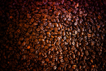 close up of whole coffee beans