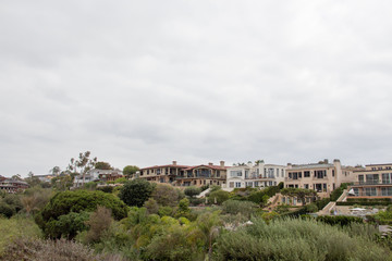 Fototapeta na wymiar Cityscape on a cloudy day in Newport Beach, California