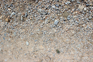 Gravel dirt road stones close up horizontal