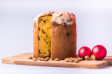Panettone on white background