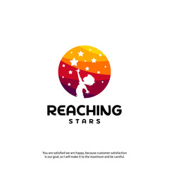 Reaching Stars Logo Design Template. Dream star logo. Emblem, Colorful, Creative Symbol, Icon