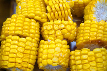 Grilled corn on cob bbq street food traditional Asian cuisine healthy food with onion oil 