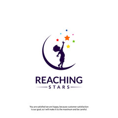 Reaching Stars Logo Design Template. Dream star logo. Emblem, Colorful, Creative Symbol, Icon