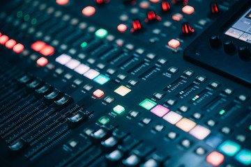 abstract dj mixer technology background with lots of light spots