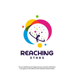 Reaching Stars Logo Design Template. Dream star logo. Emblem, Colorful, Creative Symbol, Icon