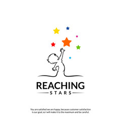 Reaching Stars Logo Design Template. Dream star logo. Emblem, Colorful, Creative Symbol, Icon